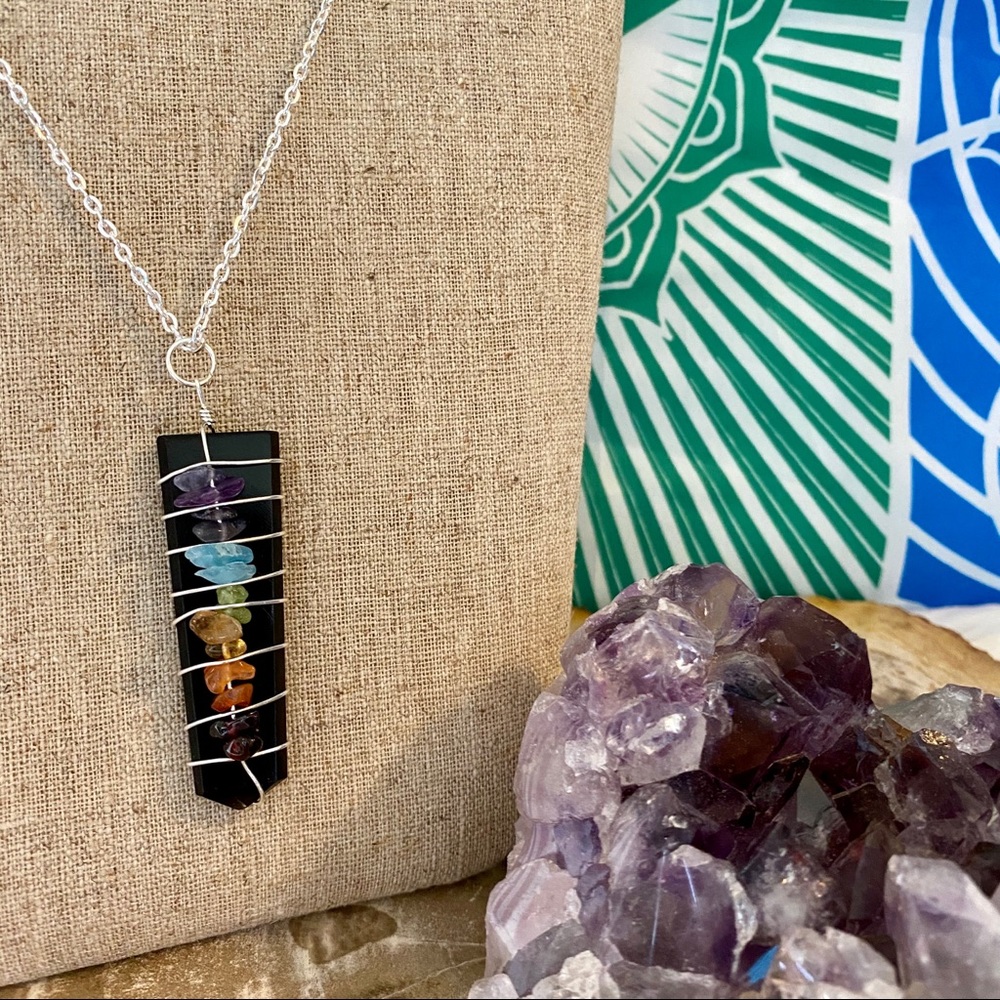 🚨LAST ONE🚨Wire Wrapped Onyx Chakra Necklace NWOT